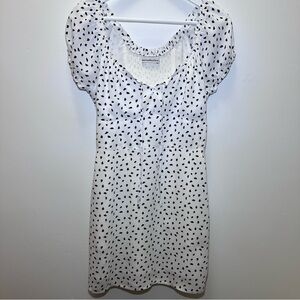 Abercrombie & Fitch Ivory/Black Print Tie front Elastic Back Dress Size XS